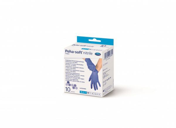 Hartmann Peha-soft® nitrile fino pf, 942221. Диагностические нитриловые перчатки без пудры, M, 10 шт.
