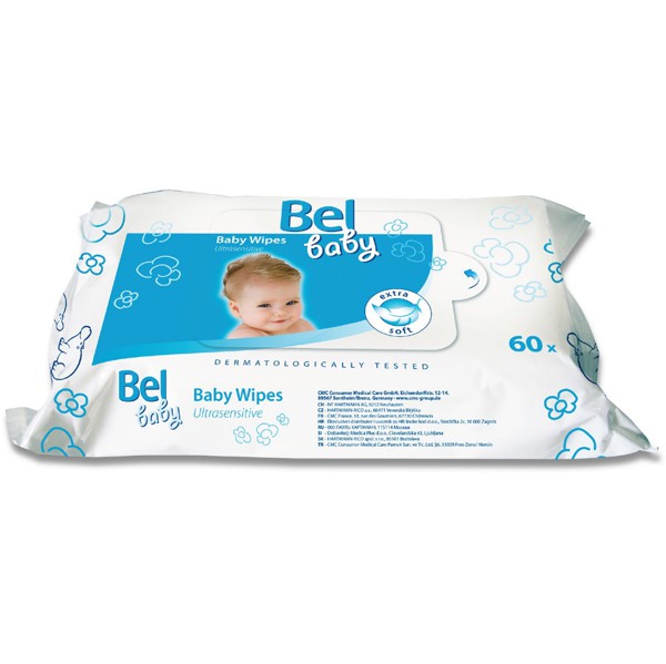 Hartmann Bel® Baby Wipes, 916292. Влажные салфетки для чувствительной кожи, 60 шт.