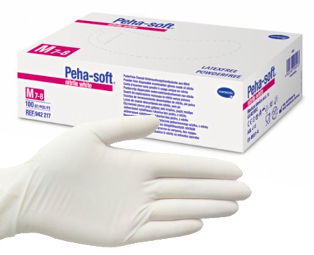 Hartmann Peha-soft® nitrile white, 942217. Диагностические нитриловые перчатки без пудры, M, 100 шт.