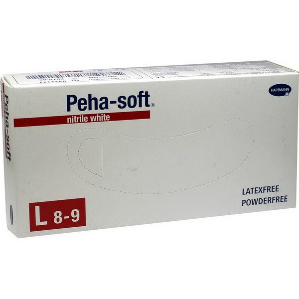 Hartmann Peha-soft® nitrile white, 942218. Диагностические нитриловые перчатки без пудры, L, 100 шт.