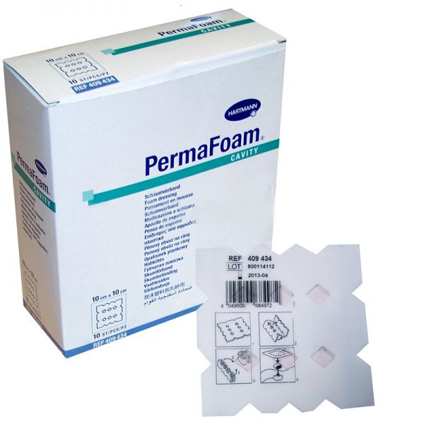 Hartmann PermaFoam® cavity, 409425. Губчатая повязка для тампонирования глубоких ран, 10 x 10 см, 3 шт.