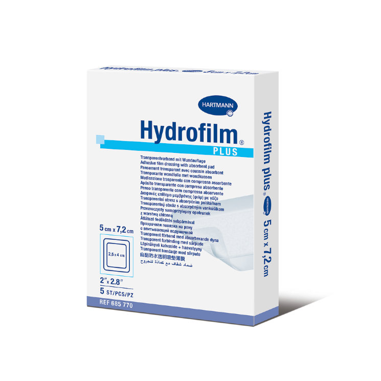 Hartmann Hydrofilm® plus, 685770. Пленочная повязка с впитывающей прокладкой, 5 x 7,2 см, 5 шт.