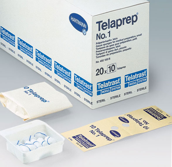 Hartmann Telaprep®, 450201. Марлевые тампоны для препарирования с рентгено-контрастной нитью, cтерильные, N 2, 16 х 20 шт.
