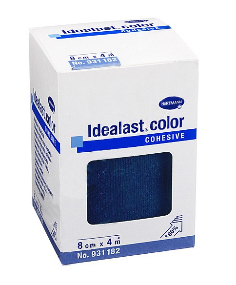 Hartmann Idealast® сolor cohesive, 931183. Среднерастяжимый эластичный бинт, цвет синий, 10 см х 4 м.