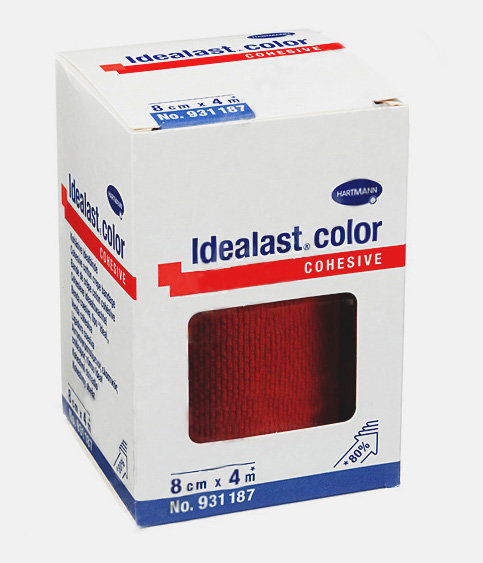 Hartmann Idealast® сolor cohesive, 931188. Среднерастяжимый эластичный бинт, цвет красный, 10 см х 4 м.