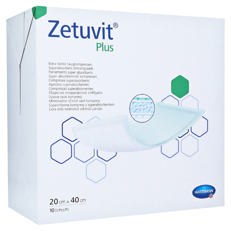 Hartmann Zetuvit® Plus, 413715. Сорбционная повязка, стерильная. 20 х 40 см, 10 шт.