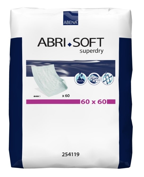 Abena Abri-Soft, 254119. Впитывающие пеленки 60x60 (Superdry), 60 шт.