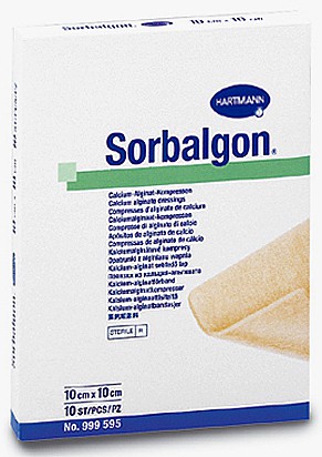 Hartmann Sorbalgon®, 999598. Повязка из волокон кальция-альгината, 5 x 5 см, 10 шт.