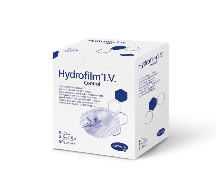 Hartmann Hydrofilm® I.V. control, 685741. Самокл.повязки для фиксации катетеров 2хкомпонентные 9 x 7 cм, 50шт